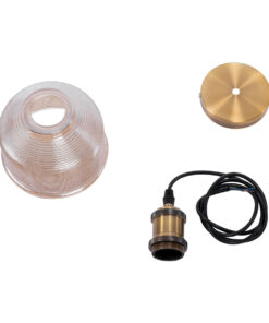 GLOBOSTAR® SEGRETO 01448 Vintage Κρεμαστό Φωτιστικό Οροφής με Ντουί 1 x E27 AC 220-240V IP20 - Διάφανο & Χρυσό - Μ14 x Π14 x Υ18cm 17 01448 8