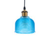 GloboStar® GLOBOSTAR® SEGRETO 01452 Vintage Κρεμαστό Φωτιστικό Οροφής με Ντουί 1 x E27 AC 220-240V IP20 - Μπλε & Χρυσό - Μ14 x Π14 x Υ18cm