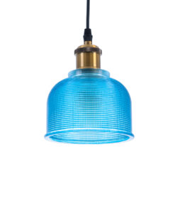 GloboStar® GLOBOSTAR® SEGRETO 01452 Vintage Κρεμαστό Φωτιστικό Οροφής με Ντουί 1 x E27 AC 220-240V IP20 - Μπλε & Χρυσό - Μ14 x Π14 x Υ18cm