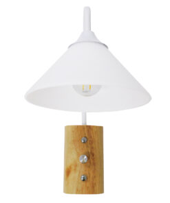 Alternative view of GloboStar® ALESSIA 01458 Μοντέρνο Επιτοίχιο Φωτιστικό Απλίκα Μονόφωτο 1 x E27 IP20 Λευκό Μέταλλο, Λευκό Γυαλί με Μπεζ Ξύλο - Μ18 x Π26 x Υ29cm