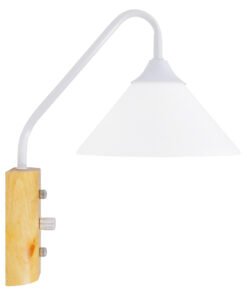 GloboStar® ALESSIA 01458 Μοντέρνο Επιτοίχιο Φωτιστικό Απλίκα Μονόφωτο 1 x E27 IP20 Λευκό Μέταλλο, Λευκό Γυαλί με Μπεζ Ξύλο - Μ18 x Π26 x Υ29cm 11 01458 3