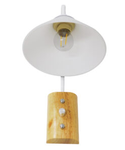 GloboStar® ALESSIA 01458 Μοντέρνο Επιτοίχιο Φωτιστικό Απλίκα Μονόφωτο 1 x E27 IP20 Λευκό Μέταλλο, Λευκό Γυαλί με Μπεζ Ξύλο - Μ18 x Π26 x Υ29cm 13 01458 5