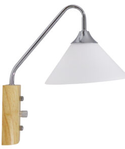 GloboStar® ALESSIA 01459 Μοντέρνο Επιτοίχιο Φωτιστικό Απλίκα Μονόφωτο 1 x E27 IP20 Ασημί Μέταλλο, Λευκό Γυαλί με Μπεζ Ξύλο - Μ18 x Π26 x Υ29cm 11 01459 03