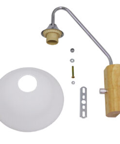 GloboStar® ALESSIA 01459 Μοντέρνο Επιτοίχιο Φωτιστικό Απλίκα Μονόφωτο 1 x E27 IP20 Ασημί Μέταλλο, Λευκό Γυαλί με Μπεζ Ξύλο - Μ18 x Π26 x Υ29cm 14 01459 06