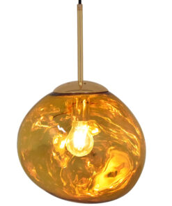 GloboStar® GLOBOSTAR® DIXAR 01462 Μοντέρνο Κρεμαστό Φωτιστικό Οροφής με Ντουί 1 x E27 AC 220-240V IP20 - Χρυσό Φιμέ - Μ28 x Π28 x Υ40cm