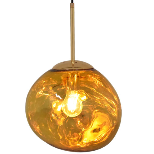 GloboStar® GLOBOSTAR® DIXAR 01462 Μοντέρνο Κρεμαστό Φωτιστικό Οροφής με Ντουί 1 x E27 AC 220-240V IP20 - Χρυσό Φιμέ - Μ28 x Π28 x Υ40cm