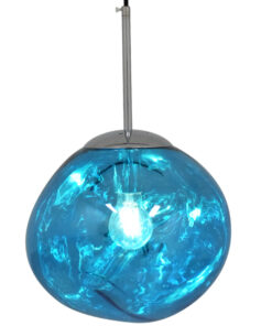 GloboStar® GLOBOSTAR® DIXAR 01463 Μοντέρνο Κρεμαστό Φωτιστικό Οροφής με Ντουί 1 x E27 AC 220-240V IP20 - Μπλε & Ασημί - Μ28 x Π28 x Υ40cm