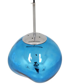 GLOBOSTAR® DIXAR 01463 Μοντέρνο Κρεμαστό Φωτιστικό Οροφής με Ντουί 1 x E27 AC 220-240V IP20 - Μπλε & Ασημί - Μ28 x Π28 x Υ40cm 10 01463 4