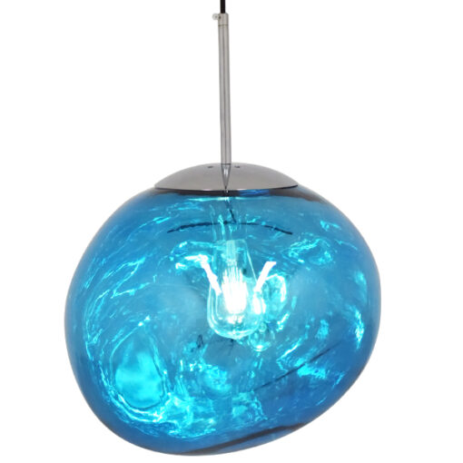 GloboStar® GLOBOSTAR® DIXAR 01467 Μοντέρνο Κρεμαστό Φωτιστικό Οροφής με Ντουί 1 x E27 AC 220-240V IP20 - Μπλε & Ασημί - Μ36 x Π36 x Υ45cm