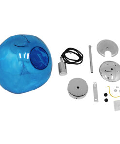 GLOBOSTAR® DIXAR 01467 Μοντέρνο Κρεμαστό Φωτιστικό Οροφής με Ντουί 1 x E27 AC 220-240V IP20 - Μπλε & Ασημί - Μ36 x Π36 x Υ45cm 14 01467 7