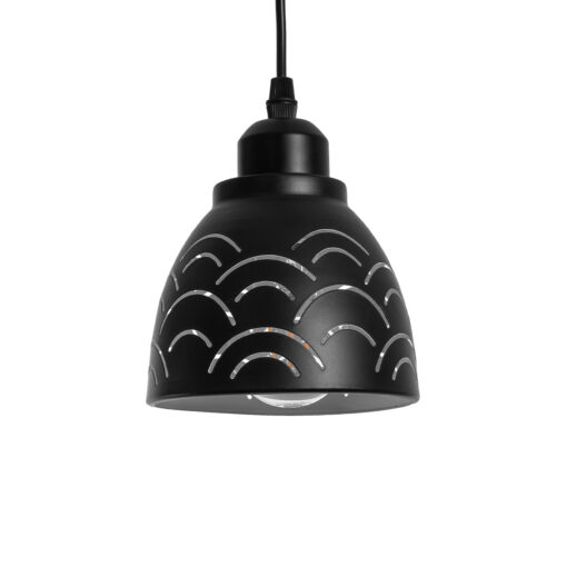 GloboStar® GLOBOSTAR® COOLIE 01482 Μοντέρνο Κρεμαστό Φωτιστικό Οροφής με Ντουί 1 x E27 AC 220-240V IP20 - Μαύρο & Ασημί - Μ12.5 x Π12.5 x Υ11.5cm