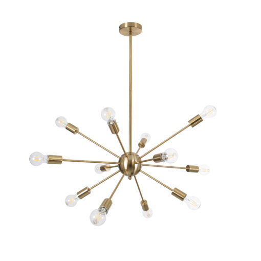 GloboStar® GLOBOSTAR® MILANO 01485 Μοντέρνο Κρεμαστό Φωτιστικό Οροφής με Ντουί 12 x E27 AC 220-240V IP20 - Χρυσό - Μ80 x Π80 x Υ80cm
