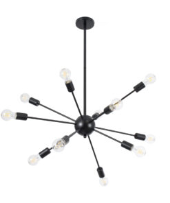 GLOBOSTAR® MILANO 01486 Μοντέρνο Κρεμαστό Φωτιστικό Οροφής με Ντουί 12 x E27 AC 220-240V IP20 - Μαύρο - Μ80 x Π80 x Υ80cm 11 01486 4