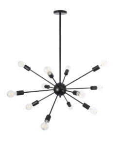 GLOBOSTAR® MILANO 01486 Μοντέρνο Κρεμαστό Φωτιστικό Οροφής με Ντουί 12 x E27 AC 220-240V IP20 - Μαύρο - Μ80 x Π80 x Υ80cm 12 01486 5