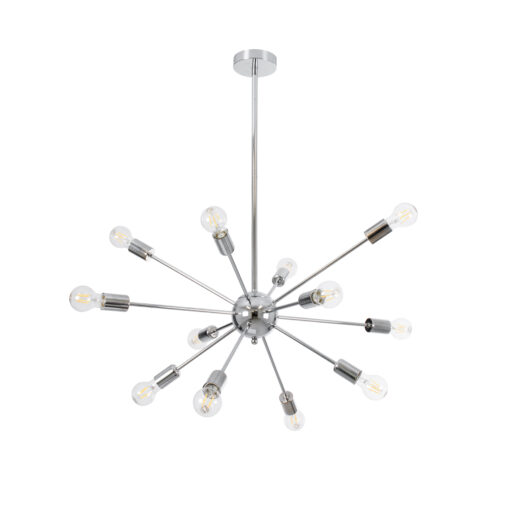 GloboStar® GLOBOSTAR® MILANO 01487 Μοντέρνο Κρεμαστό Φωτιστικό Οροφής με Ντουί 12 x E27 AC 220-240V IP20 - Ασημί - Μ80 x Π80 x Υ80cm