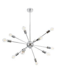 GLOBOSTAR® MILANO 01487 Μοντέρνο Κρεμαστό Φωτιστικό Οροφής με Ντουί 12 x E27 AC 220-240V IP20 - Ασημί - Μ80 x Π80 x Υ80cm 12 01487 4