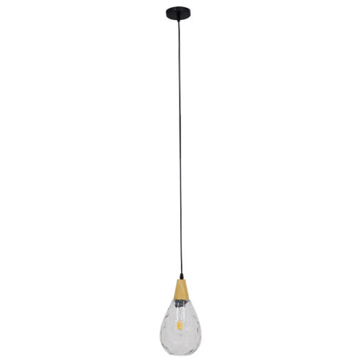 GloboStar® GLOBOSTAR® NOAH 01491 Μοντέρνο Κρεμαστό Φωτιστικό Οροφής με Ντουί 1 x E27 AC 220-240V IP20 - Διάφανο & Μπεζ - Μ16 x Π16 x Υ30cm