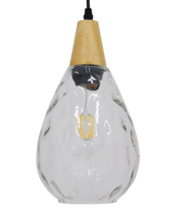 GLOBOSTAR® NOAH 01491 Μοντέρνο Κρεμαστό Φωτιστικό Οροφής με Ντουί 1 x E27 AC 220-240V IP20 - Διάφανο & Μπεζ - Μ16 x Π16 x Υ30cm 9 01491 5