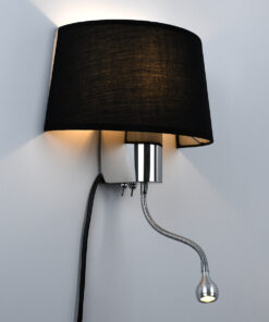 Alternative view of GLOBOSTAR® ELEGANT 01492 Μοντέρνο Φωτιστικό Τοίχου - Απλίκα Ξενοδοχείου Reading Light με Ντουί 1 x E27 LED 3W 360lm 36° AC 220-240V IP20 Θερμό Λευκό 2700K - Bridgelux COB Chip - Χρώμιο & Μαύρο - Μ26.5 x Π15 x Υ43cm - 2 Χρόνια Εγγύηση