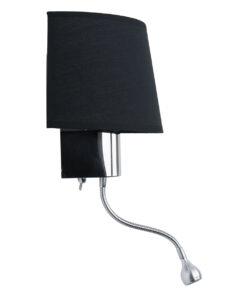 GLOBOSTAR® ELEGANT 01492 Μοντέρνο Φωτιστικό Τοίχου - Απλίκα Ξενοδοχείου Reading Light με Ντουί 1 x E27 LED 3W 360lm 36° AC 220-240V IP20 Θερμό Λευκό 2700K - Bridgelux COB Chip - Χρώμιο & Μαύρο - Μ26.5 x Π15 x Υ43cm - 2 Χρόνια Εγγύηση 12 01492 3