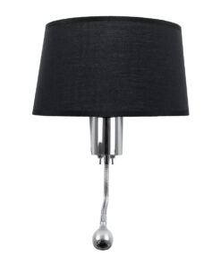 GLOBOSTAR® ELEGANT 01492 Μοντέρνο Φωτιστικό Τοίχου - Απλίκα Ξενοδοχείου Reading Light με Ντουί 1 x E27 LED 3W 360lm 36° AC 220-240V IP20 Θερμό Λευκό 2700K - Bridgelux COB Chip - Χρώμιο & Μαύρο - Μ26.5 x Π15 x Υ43cm - 2 Χρόνια Εγγύηση 13 01492 4