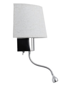 GloboStar® ELEGANT 01493 Μοντέρνο Επιτοίχιο Φωτιστικό Απλίκα με LED Βραχίονα Δίφωτο 1 x E27 IP20 Λευκό Ύφασμα με Ασημί Μέταλλο - Μ26.5 x Π15 x Υ43cm 12 01493 3