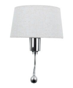 GloboStar® ELEGANT 01493 Μοντέρνο Επιτοίχιο Φωτιστικό Απλίκα με LED Βραχίονα Δίφωτο 1 x E27 IP20 Λευκό Ύφασμα με Ασημί Μέταλλο - Μ26.5 x Π15 x Υ43cm 13 01493 4