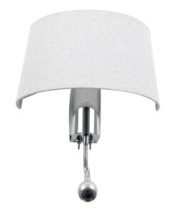 GloboStar® ELEGANT 01493 Μοντέρνο Επιτοίχιο Φωτιστικό Απλίκα με LED Βραχίονα Δίφωτο 1 x E27 IP20 Λευκό Ύφασμα με Ασημί Μέταλλο - Μ26.5 x Π15 x Υ43cm 14 01493 5