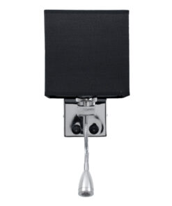 GloboStar® ELEGANT 01494 Μοντέρνο Επιτοίχιο Φωτιστικό Απλίκα με LED Βραχίονα Δίφωτο 1 x E27 IP20 Μαύρο Ύφασμα με Ασημί Μέταλλο - Μ17 x Π21 x Υ43cm 13 01494 4
