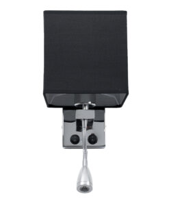 GloboStar® ELEGANT 01494 Μοντέρνο Επιτοίχιο Φωτιστικό Απλίκα με LED Βραχίονα Δίφωτο 1 x E27 IP20 Μαύρο Ύφασμα με Ασημί Μέταλλο - Μ17 x Π21 x Υ43cm 14 01494 5