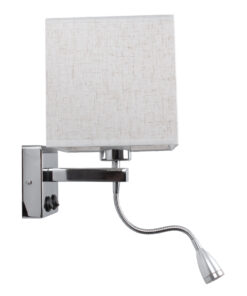 GLOBOSTAR® ELEGANT 01495 Μοντέρνο Φωτιστικό Τοίχου - Απλίκα Ξενοδοχείου Reading Light με Ντουί 1 x E27 LED 3W 360lm 36° AC 220-240V IP20 Θερμό Λευκό 2700K - Bridgelux COB Chip - Χρώμιο & Λευκό - Μ17 x Π21 x Υ43cm - 2 Χρόνια Εγγύηση 12 01495 3