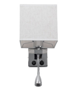 GLOBOSTAR® ELEGANT 01495 Μοντέρνο Φωτιστικό Τοίχου - Απλίκα Ξενοδοχείου Reading Light με Ντουί 1 x E27 LED 3W 360lm 36° AC 220-240V IP20 Θερμό Λευκό 2700K - Bridgelux COB Chip - Χρώμιο & Λευκό - Μ17 x Π21 x Υ43cm - 2 Χρόνια Εγγύηση 14 01495 5