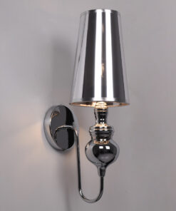 Alternative view of GloboStar® LAURA 01498 Μοντέρνο Επιτοίχιο Φωτιστικό Απλίκα Μονόφωτο 1 x E27 IP20 Ασημί Μέταλλο - Μ21 x Π15 x Y48cm