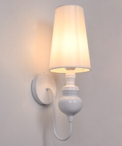 Alternative view of GloboStar® LAURA 01499 Μοντέρνο Επιτοίχιο Φωτιστικό Απλίκα Μονόφωτο 1 x E27 IP20 Λευκό Μέταλλο με Λευκό Ύφασμα - Μ21 x Π15 x Y48cm