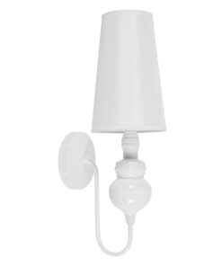 GloboStar® LAURA 01499 Μοντέρνο Επιτοίχιο Φωτιστικό Απλίκα Μονόφωτο 1 x E27 IP20 Λευκό Μέταλλο με Λευκό Ύφασμα - Μ21 x Π15 x Y48cm 9 01499 3