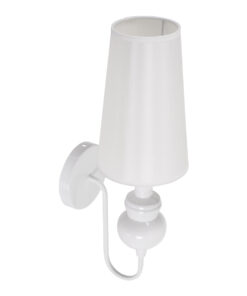 GloboStar® LAURA 01499 Μοντέρνο Επιτοίχιο Φωτιστικό Απλίκα Μονόφωτο 1 x E27 IP20 Λευκό Μέταλλο με Λευκό Ύφασμα - Μ21 x Π15 x Y48cm 11 01499 5