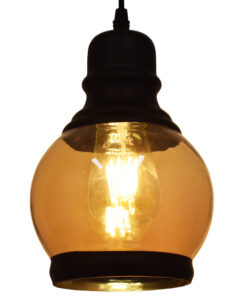 GloboStar® GLOBOSTAR® OLIVER 01505 Vintage Κρεμαστό Φωτιστικό Οροφής με Ντουί 1 x E27 AC 220-240V IP20 - Μελί & Μαύρο - Μ16 x Π16 x Υ25cm