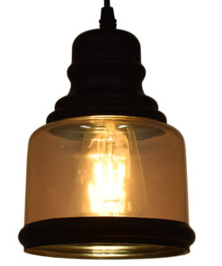 GloboStar® GLOBOSTAR® OLIVER 01506 Vintage Κρεμαστό Φωτιστικό Οροφής με Ντουί 1 x E27 AC 220-240V IP20 - Μελί & Μαύρο - Μ15 x Π15 x Υ21.5cm