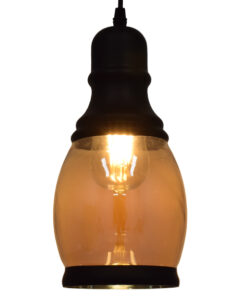 GloboStar® GLOBOSTAR® OLIVER 01507 Vintage Κρεμαστό Φωτιστικό Οροφής με Ντουί 1 x E27 AC 220-240V IP20 - Μελί & Μαύρο - Μ14 x Π14 x Υ30cm