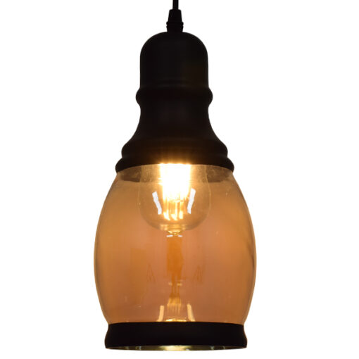 GloboStar® GLOBOSTAR® OLIVER 01507 Vintage Κρεμαστό Φωτιστικό Οροφής με Ντουί 1 x E27 AC 220-240V IP20 - Μελί & Μαύρο - Μ14 x Π14 x Υ30cm
