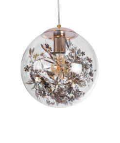 GloboStar® GLOBOSTAR® HARPER 01511 Μοντέρνο Κρεμαστό Φωτιστικό Οροφής με Ντουί 1 x E27 AC 220-240V IP20 - Διάφανο & Χάλκινο - Μ25 x Π25 x Υ30cm