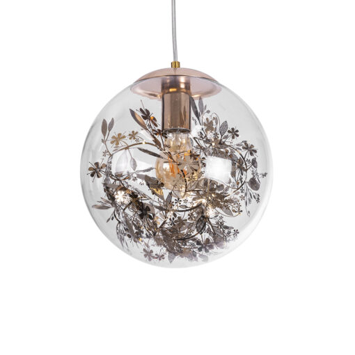 GloboStar® GLOBOSTAR® HARPER 01511 Μοντέρνο Κρεμαστό Φωτιστικό Οροφής με Ντουί 1 x E27 AC 220-240V IP20 - Διάφανο & Χάλκινο - Μ25 x Π25 x Υ30cm