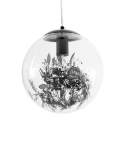 GloboStar® GLOBOSTAR® HARPER 01512 Μοντέρνο Κρεμαστό Φωτιστικό Οροφής με Ντουί 1 x E27 AC 220-240V IP20 - Διάφανο & Μαύρο - Μ25 x Π25 x Υ30cm