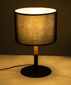 Alternative view of GloboStar® BRONX 01519 Μοντέρνο Επιτραπέζιο Φωτιστικό Πορτατίφ Μονόφωτο 1 x E27 IP20 Μαύρο Μέταλλο, Μπεζ Ξύλο με Μαύρο Ύφασμα - Μ25 x Π25 x Υ40cm