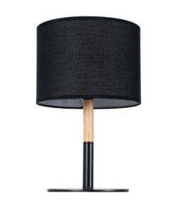 GloboStar® BRONX 01519 Μοντέρνο Επιτραπέζιο Φωτιστικό Πορτατίφ Μονόφωτο 1 x E27 IP20 Μαύρο Μέταλλο, Μπεζ Ξύλο με Μαύρο Ύφασμα - Μ25 x Π25 x Υ40cm 13 01519 4
