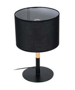 GloboStar® BRONX 01519 Μοντέρνο Επιτραπέζιο Φωτιστικό Πορτατίφ Μονόφωτο 1 x E27 IP20 Μαύρο Μέταλλο, Μπεζ Ξύλο με Μαύρο Ύφασμα - Μ25 x Π25 x Υ40cm 14 01519 5
