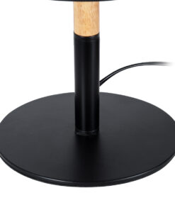 GloboStar® BRONX 01519 Μοντέρνο Επιτραπέζιο Φωτιστικό Πορτατίφ Μονόφωτο 1 x E27 IP20 Μαύρο Μέταλλο, Μπεζ Ξύλο με Μαύρο Ύφασμα - Μ25 x Π25 x Υ40cm 15 01519 6