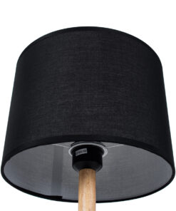 GloboStar® BRONX 01519 Μοντέρνο Επιτραπέζιο Φωτιστικό Πορτατίφ Μονόφωτο 1 x E27 IP20 Μαύρο Μέταλλο, Μπεζ Ξύλο με Μαύρο Ύφασμα - Μ25 x Π25 x Υ40cm 16 01519 7