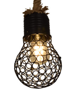 GloboStar® GLOBOSTAR® URBAN 01521 Vintage Κρεμαστό Φωτιστικό Οροφής με Ντουί 1 x E27 AC 220-240V IP20 - Μαύρο & Μπεζ - Μ15 x Π15 x Υ25cm