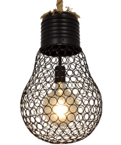 GloboStar® GLOBOSTAR® URBAN 01522 Vintage Κρεμαστό Φωτιστικό Οροφής με Ντουί 1 x E27 AC 220-240V IP20 - Μαύρο & Μπεζ - Μ28 x Π28 x Υ40cm